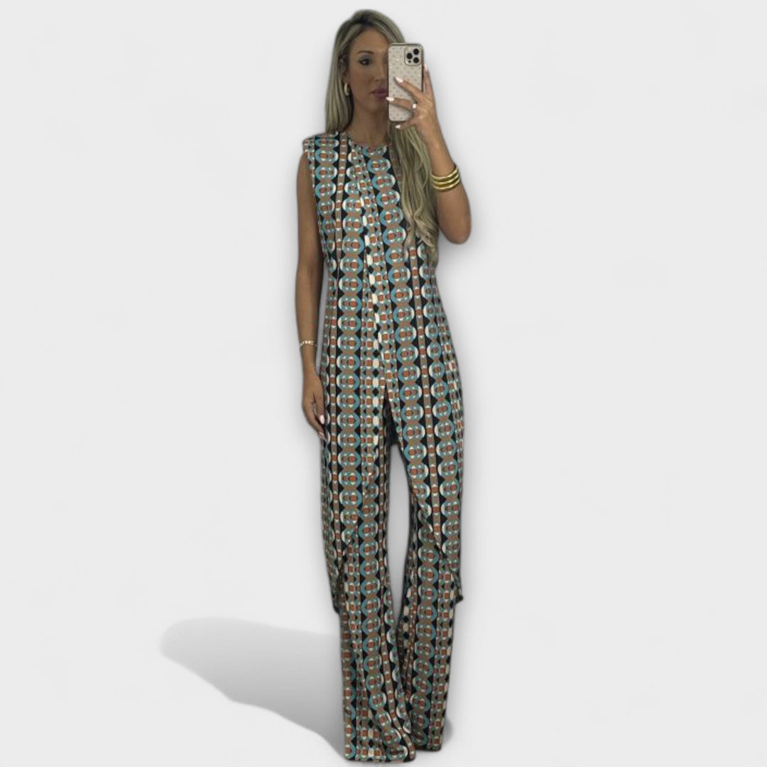 Coordinato Fally - Rostfarbener Jumpsuit mit Schlitz