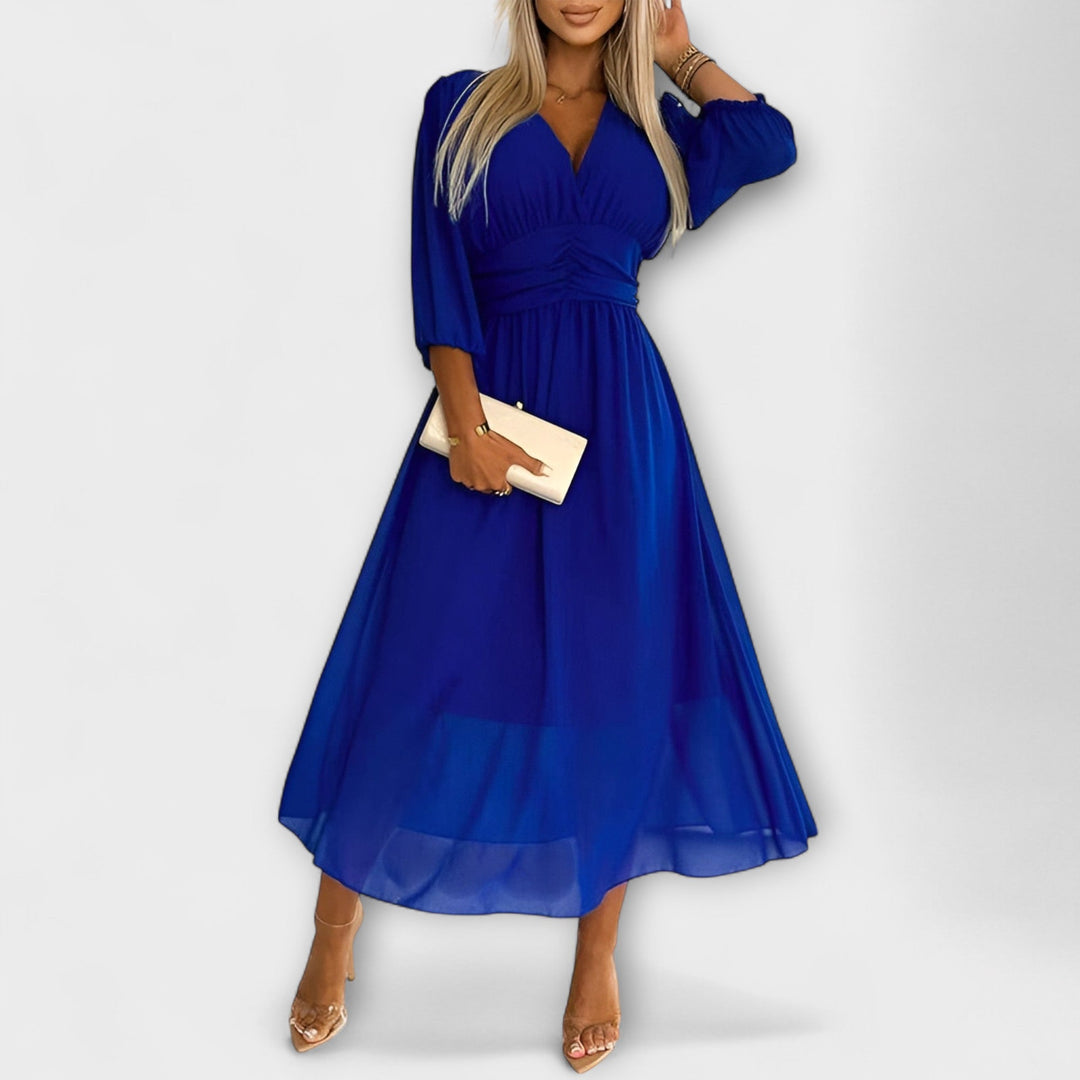 Nia - Blaues stylisches Wickelkleid