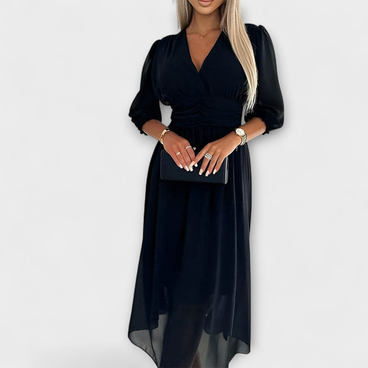 Nia - Blaues stylisches Wickelkleid