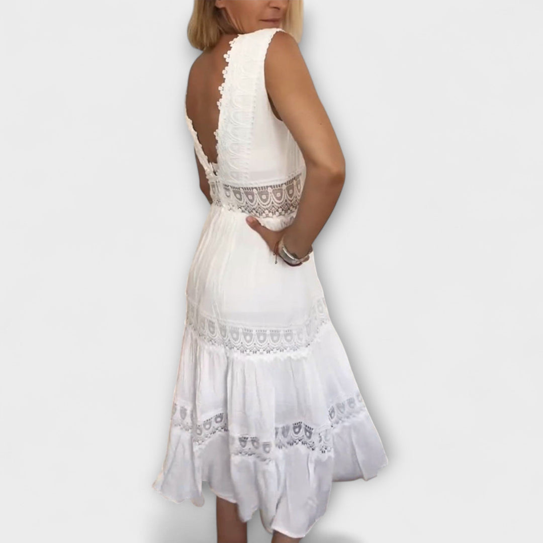 Ninfea  Ärmelloses Boho-Midikleid mit Spitzenakzenten
