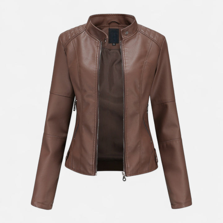 Zuri | Kurze Lederjacke mit Reissverschluss für Damen