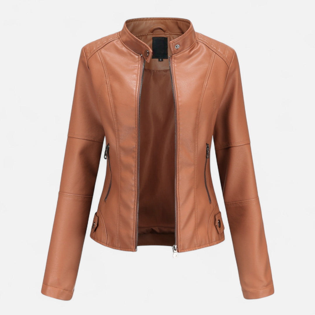 Zuri | Kurze Lederjacke mit Reissverschluss für Damen