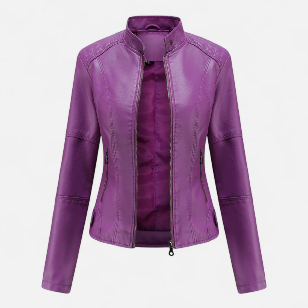 Zuri | Kurze Lederjacke mit Reissverschluss für Damen