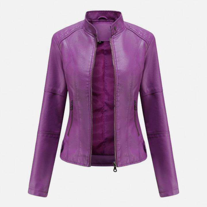 Zuri | Kurze Lederjacke mit Reissverschluss für Damen