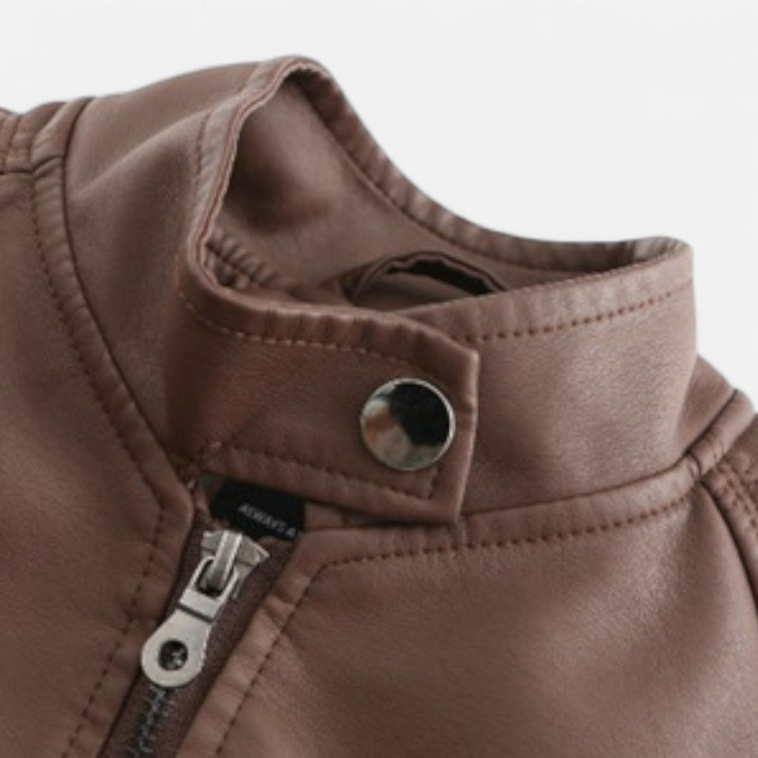 Zuri | Kurze Lederjacke mit Reissverschluss für Damen
