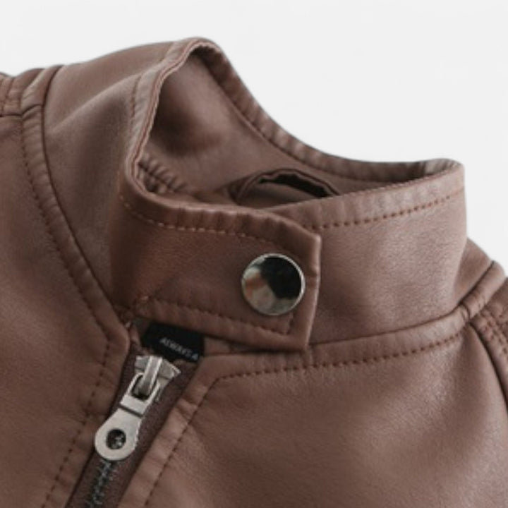 Zuri | Kurze Lederjacke mit Reissverschluss für Damen