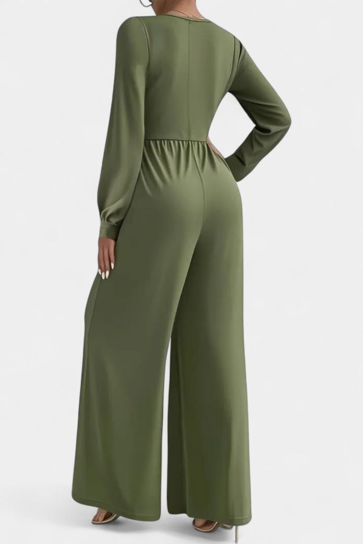 Iris | Eleganter Jumpsuit mit V-Ausschnitt und weitem Bein für Damen
