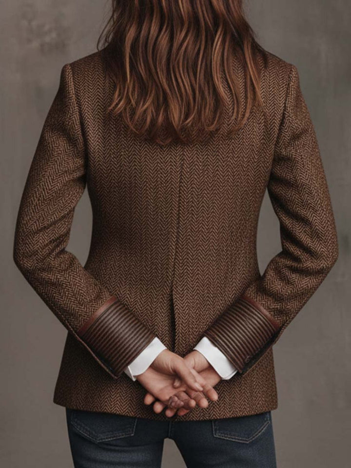 Ivanka | Blazer mit Fischgratmuster und gemusterten Revers für Damen