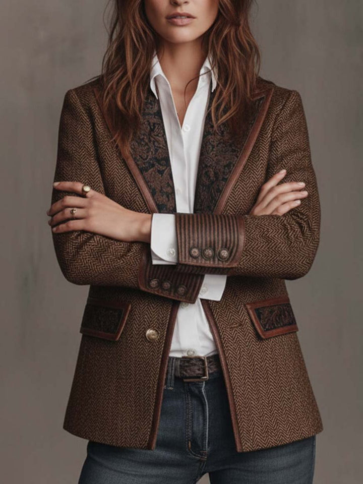 Ivanka | Blazer mit Fischgratmuster und gemusterten Revers für Damen