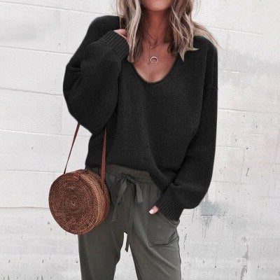 Ivona | Oversized-Strickpullover mit V-Ausschnitt für Damen