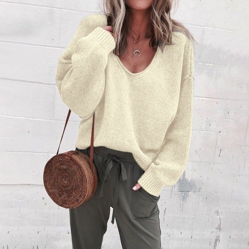 Ivona | Oversized-Strickpullover mit V-Ausschnitt für Damen