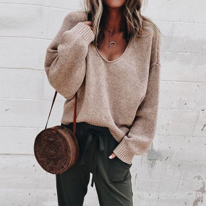 Ivona | Oversized-Strickpullover mit V-Ausschnitt für Damen
