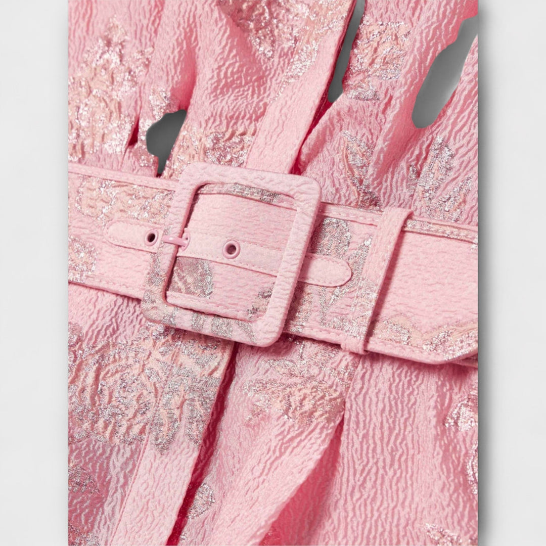Anabella - Rosa Maxikleid mit kurzen Puffärmeln