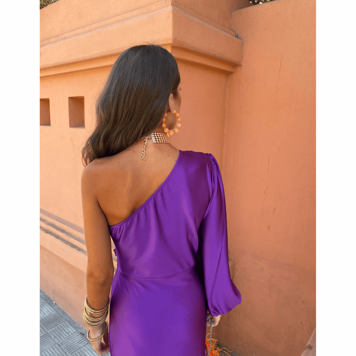 Felicity | One-Shoulder-Damen-Wickelmaxikleid mit Seitenschlitz für Hochzeitsgäste