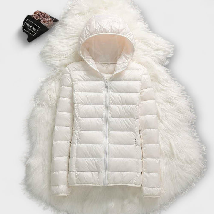 Manuela - Altrosa Winterjacke mit Kapuze