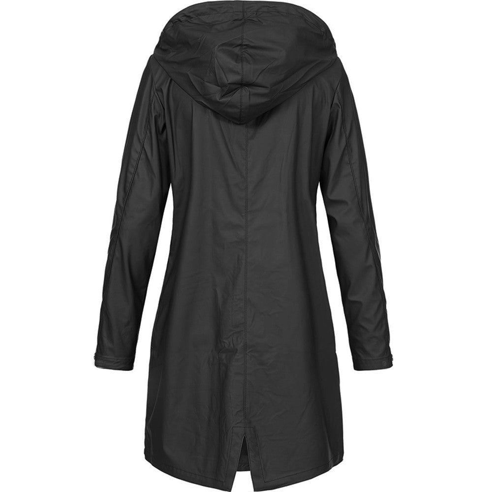 Kiri | Lange Regenjacke mit Kapuze in A-Linie für Damen