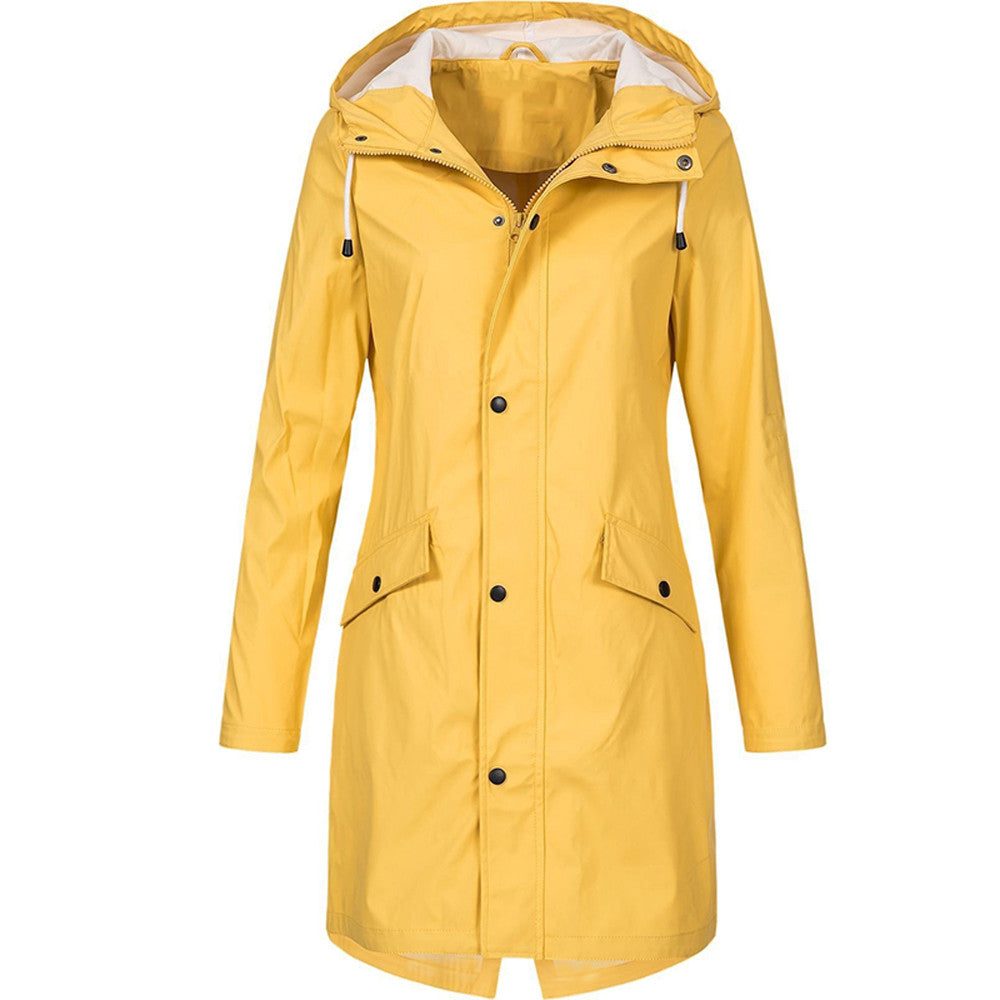 Kiri | Lange Regenjacke mit Kapuze in A-Linie für Damen