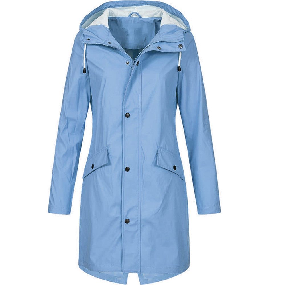 Kiri | Lange Regenjacke mit Kapuze in A-Linie für Damen