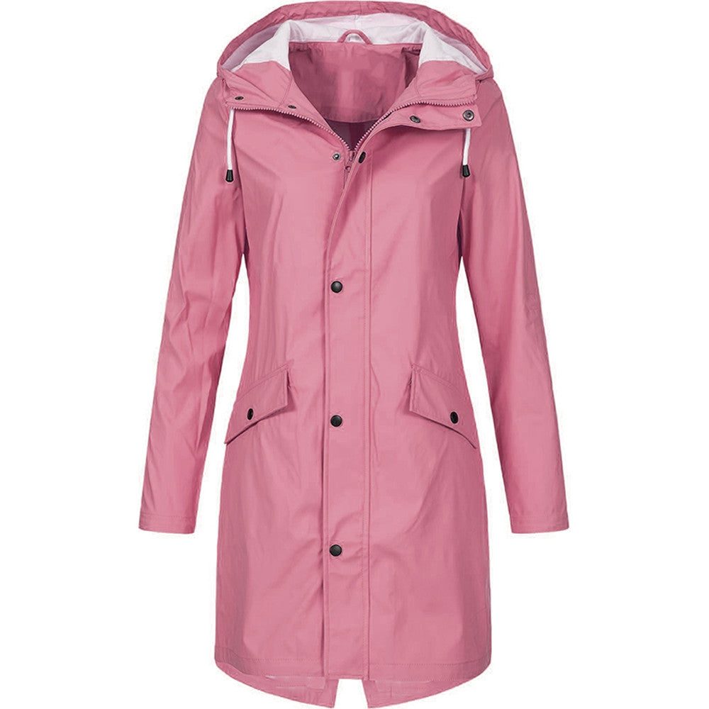Kiri | Lange Regenjacke mit Kapuze in A-Linie für Damen