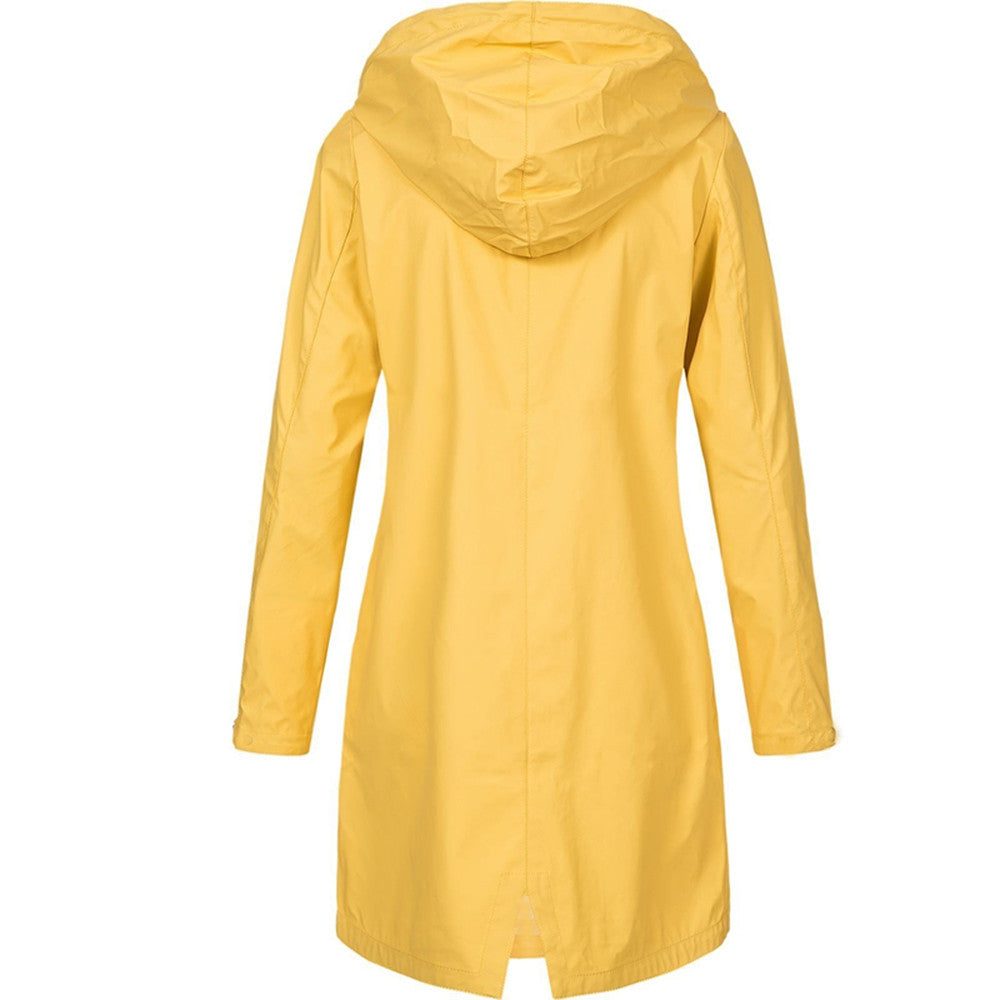 Kiri | Lange Regenjacke mit Kapuze in A-Linie für Damen