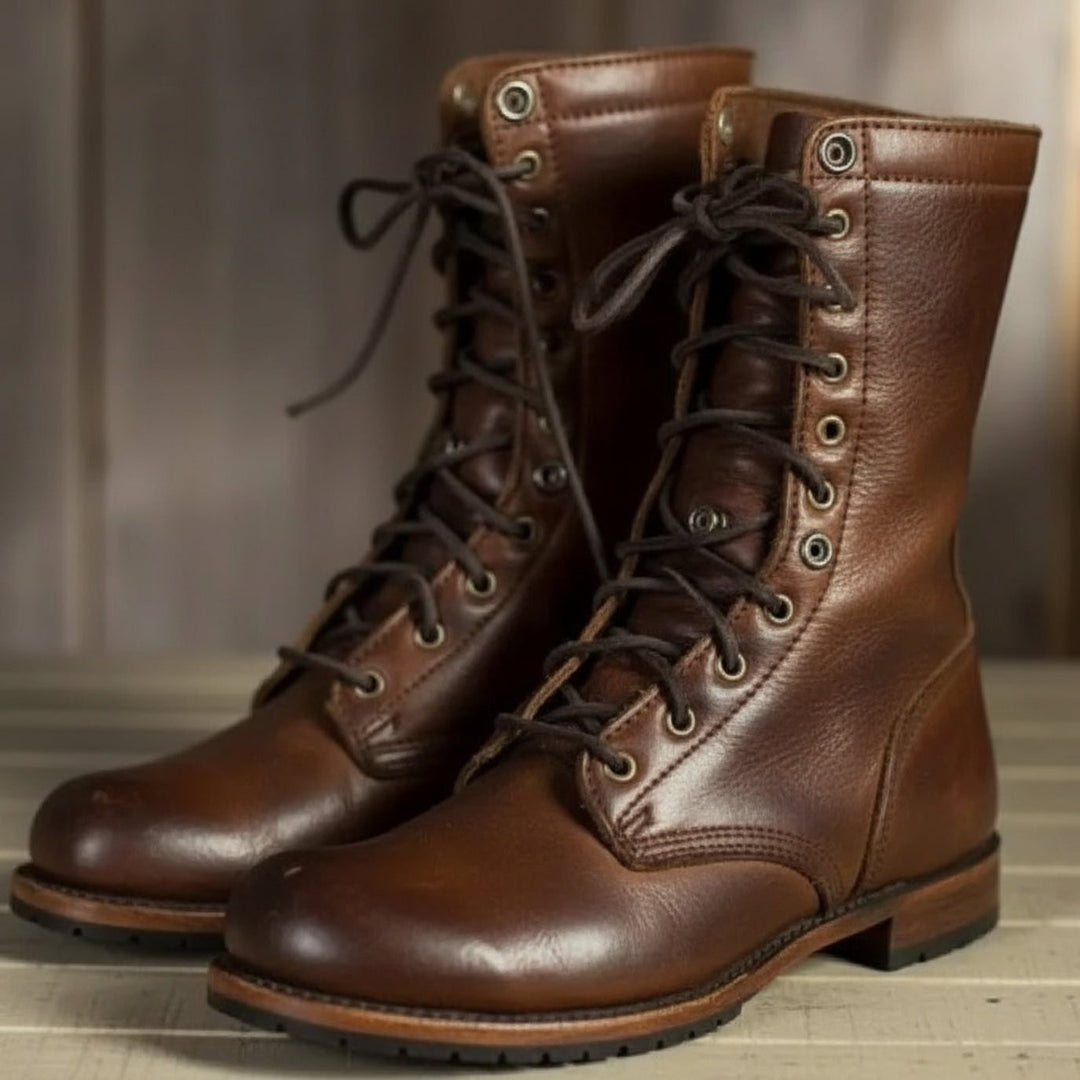 Selma | Wadenhohe Schnürstiefel aus Leder für Damen