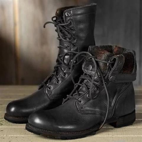 Selma | Wadenhohe Schnürstiefel aus Leder für Damen