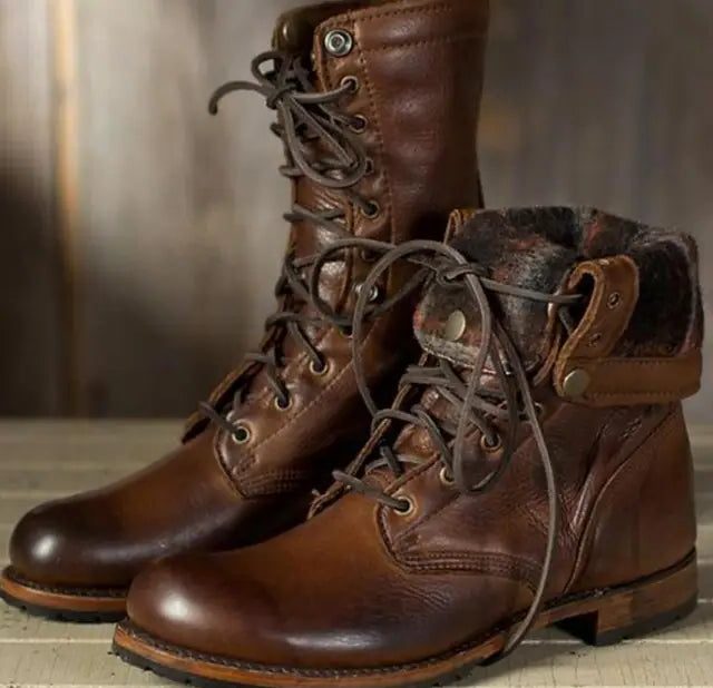 Selma | Wadenhohe Schnürstiefel aus Leder für Damen
