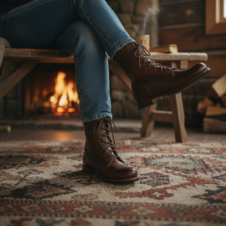 Selma | Wadenhohe Schnürstiefel aus Leder für Damen