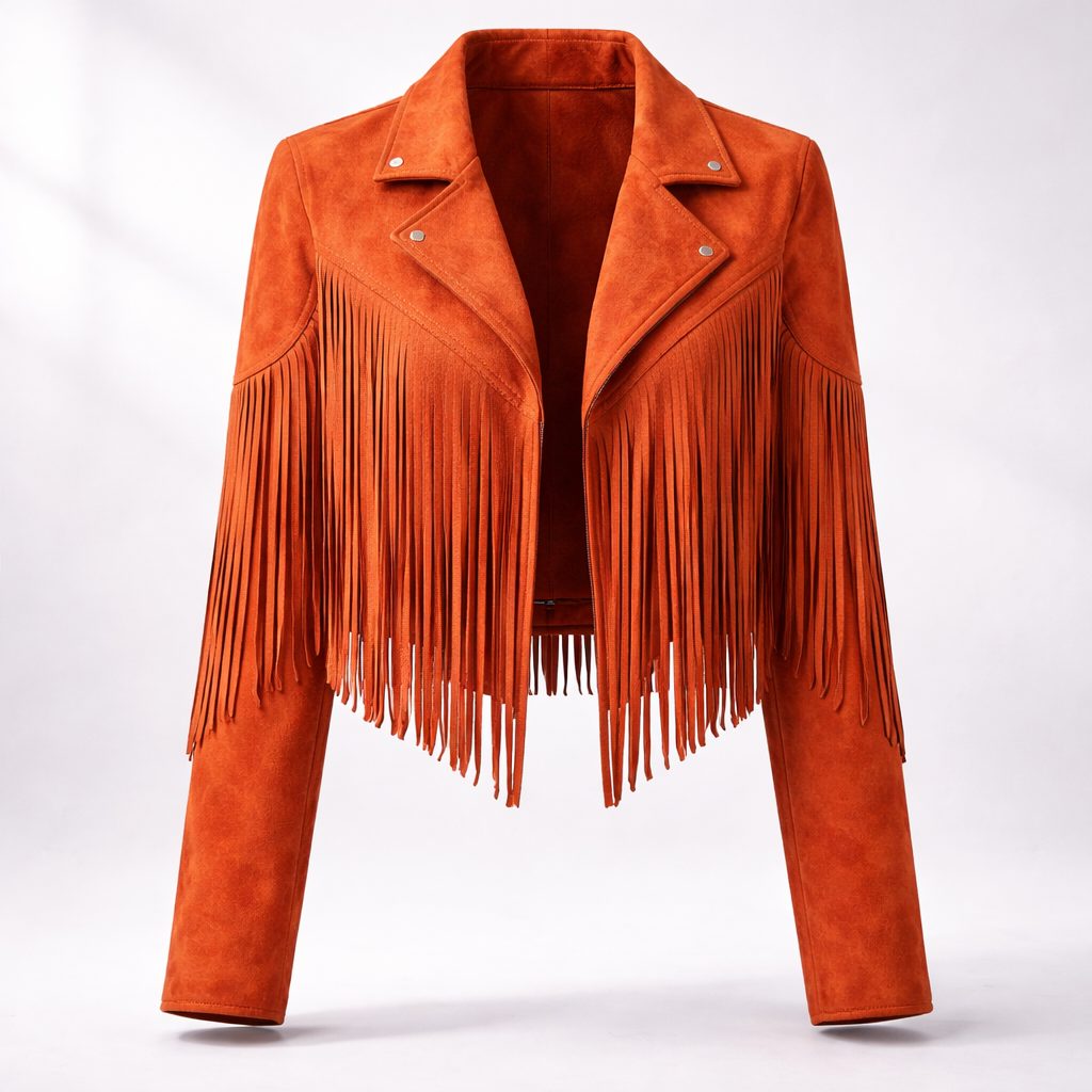 Leena | Kurze Boho-Jacke in Wildlederoptik mit Fransen für Damen