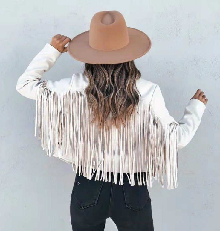 Leena | Kurze Boho-Jacke in Wildlederoptik mit Fransen für Damen