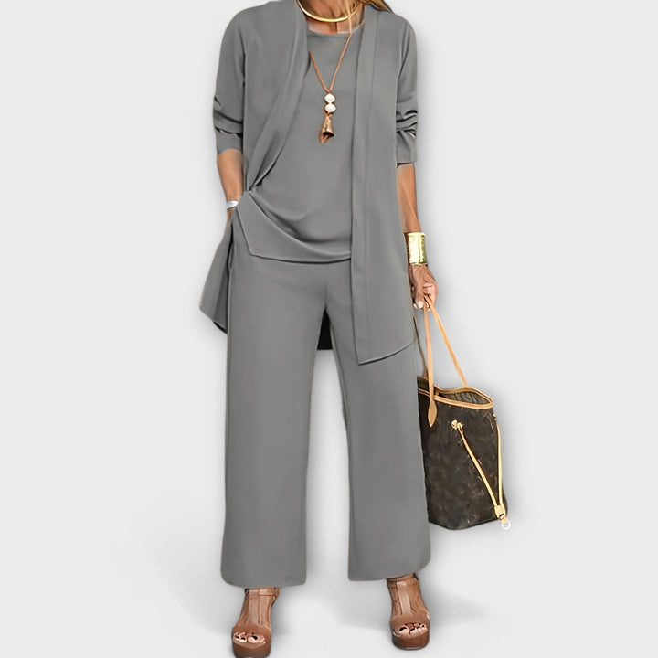 Leocadia | Dreiteiliges Set mit weiter Hose für Damen