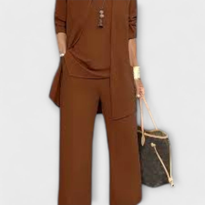 Leocadia | Dreiteiliges Set mit weiter Hose für Damen