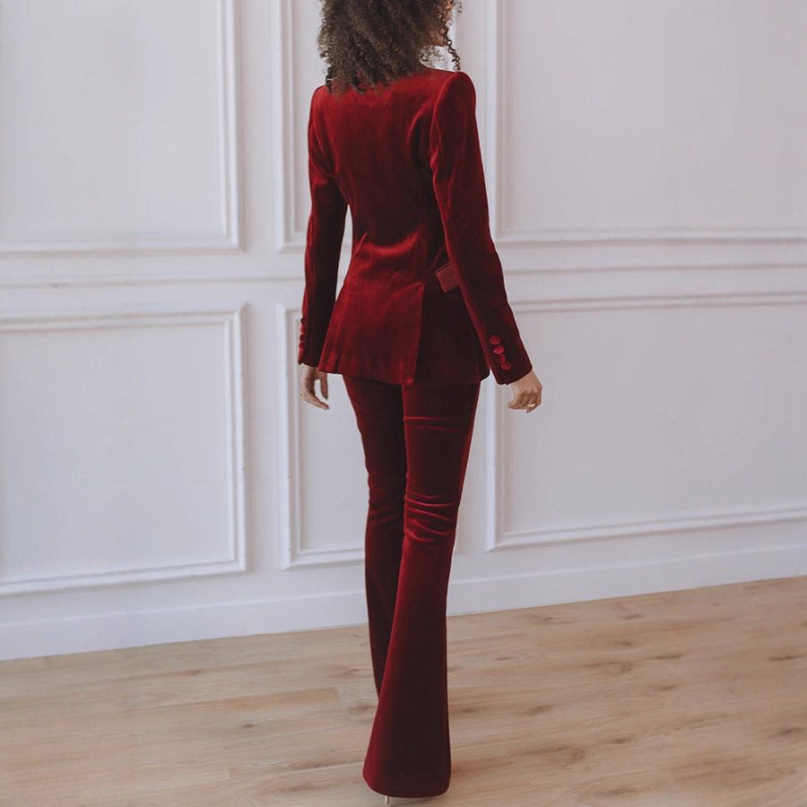Madeleva | Samtanzug mit Blazer und Schlaghose für Damen