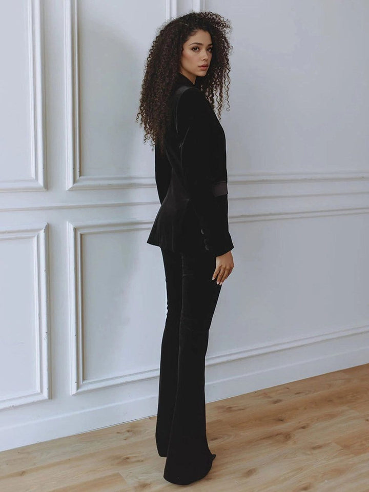 Madeleva | Samtanzug mit Blazer und Schlaghose für Damen