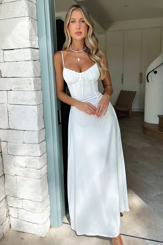 Valentina | Damen-Maxikleid mit Spaghettiträgern und Herzausschnitt für Hochzeitsgäste