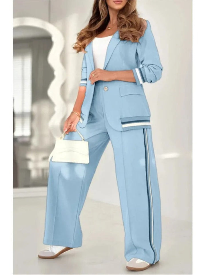 Edmee | Set aus Blazer und weiter Hose mit Streifendetails für Damen