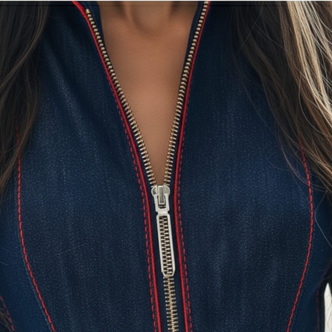 Marnie | Jeans-Jumpsuit mit weitem Bein und langen Ärmeln für Damen
