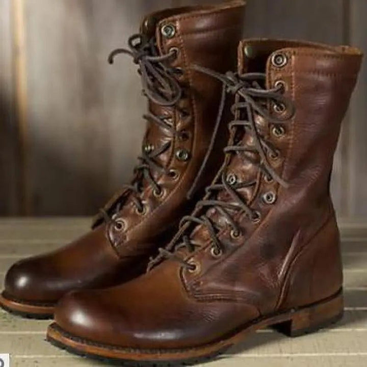 Nairobi | Schnürstiefeletten aus Leder mit Umschlagkragen für Damen