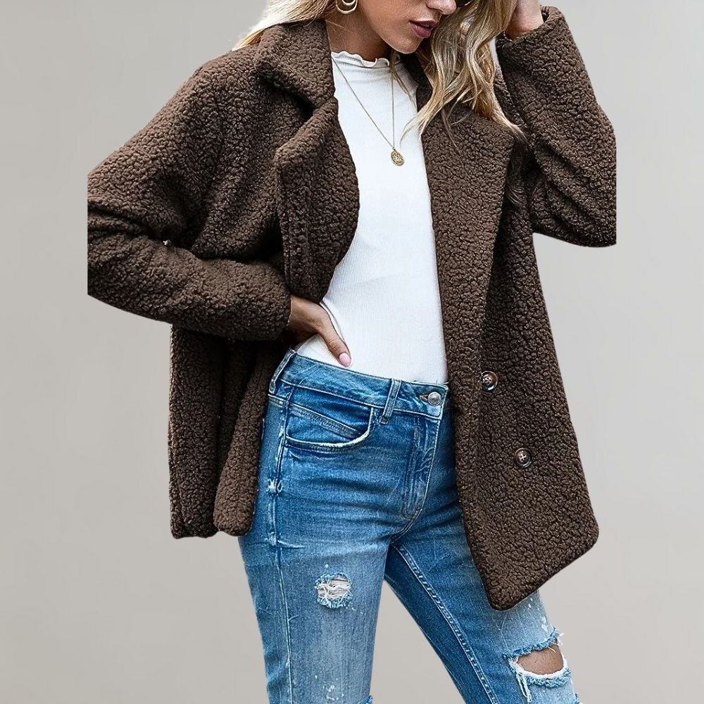 Noelia | Zweireihiger Teddy-Blazer für Damen