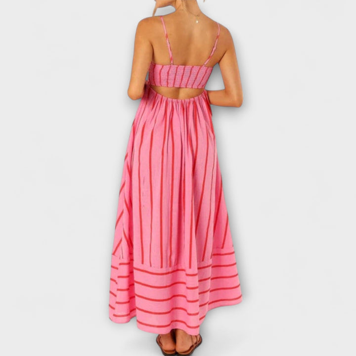 Svea - Rosa gestreiftes Maxikleid