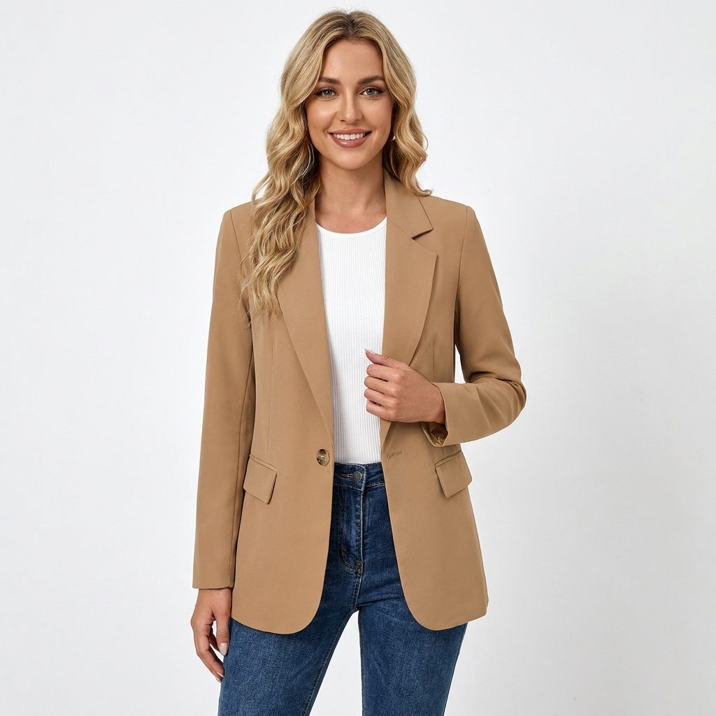 Oriane | Einreihiger Blazer mit Reverskragen und Goldknopf für Damen
