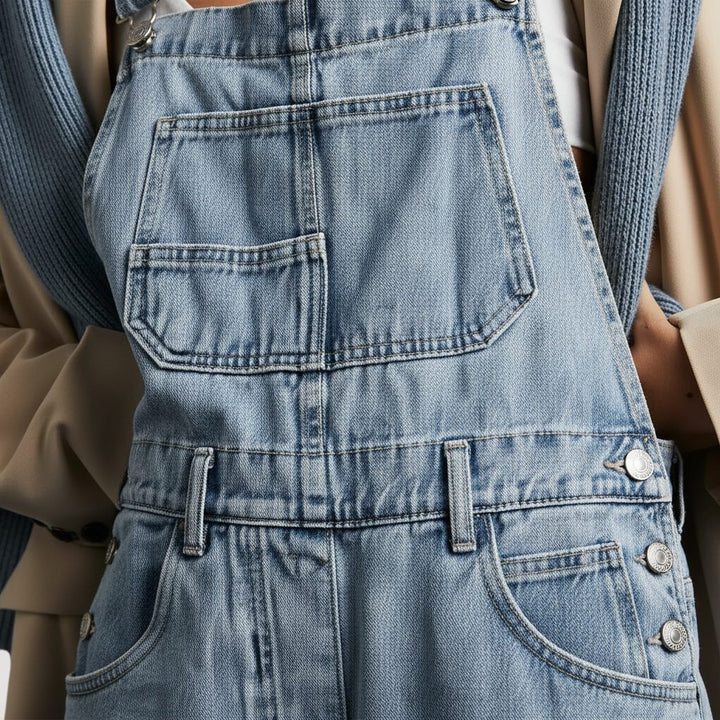 Posy | Lockere Jeans-Latzhose mit weitem Bein für Damen