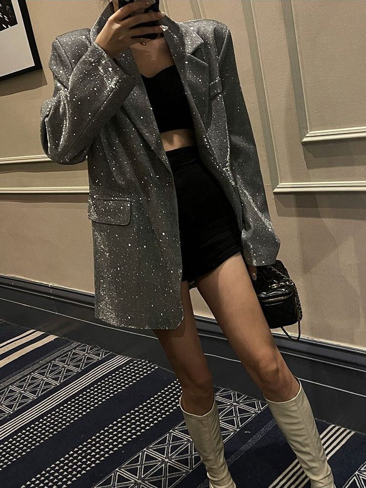 Priscilla | Oversized-Paillettenblazer mit Reverskragen für Damen