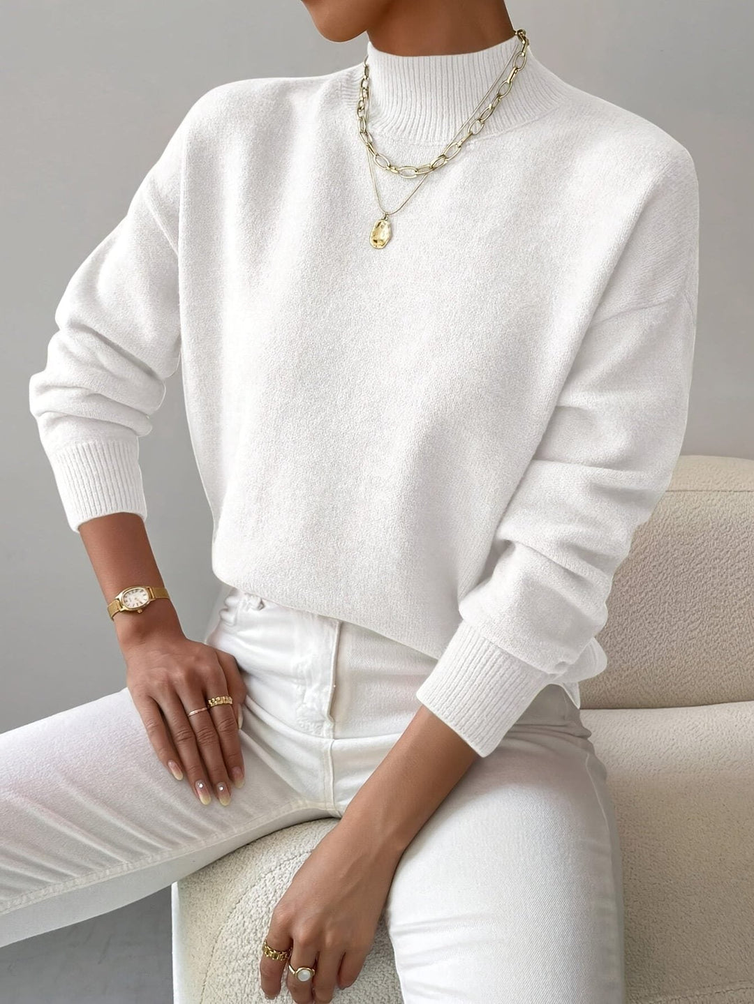 Greta | Rippstrickpullover mit Rollkragen und schmaler Passform für Damen