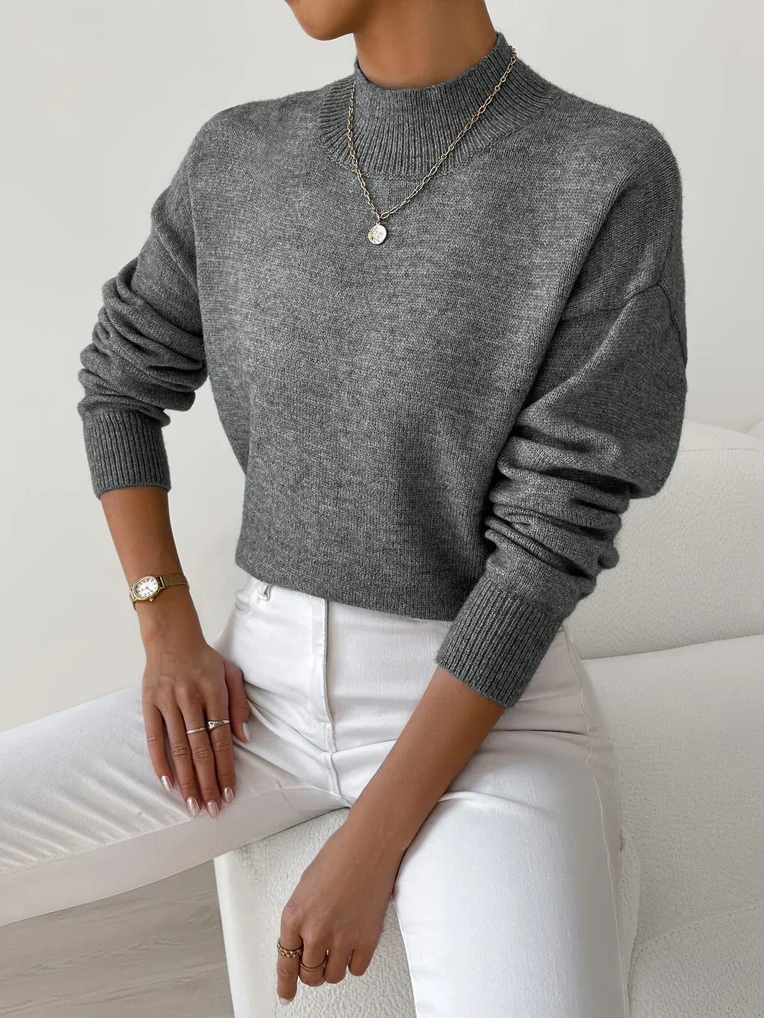 Greta | Rippstrickpullover mit Rollkragen und schmaler Passform für Damen