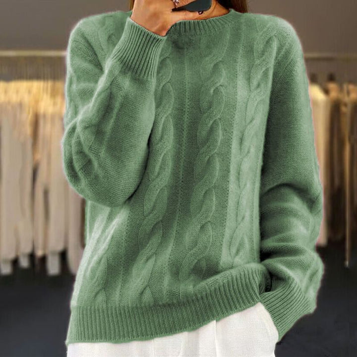 Rikki | Zopfstrickpullover mit Rundhalsausschnitt und lockerer Passform für Damen