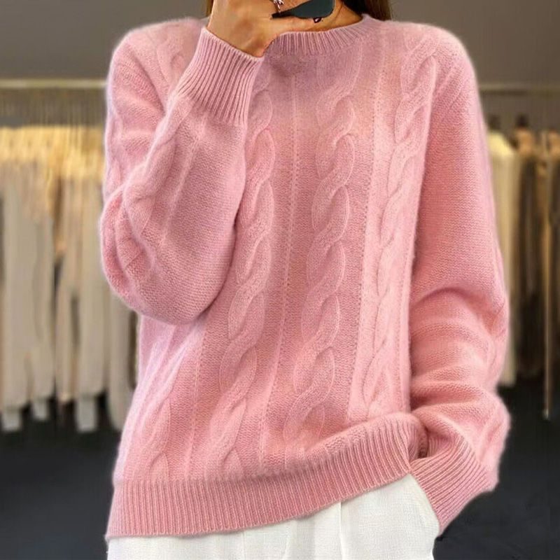 Rikki | Zopfstrickpullover mit Rundhalsausschnitt und lockerer Passform für Damen