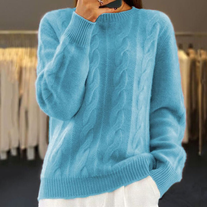 Rikki | Zopfstrickpullover mit Rundhalsausschnitt und lockerer Passform für Damen