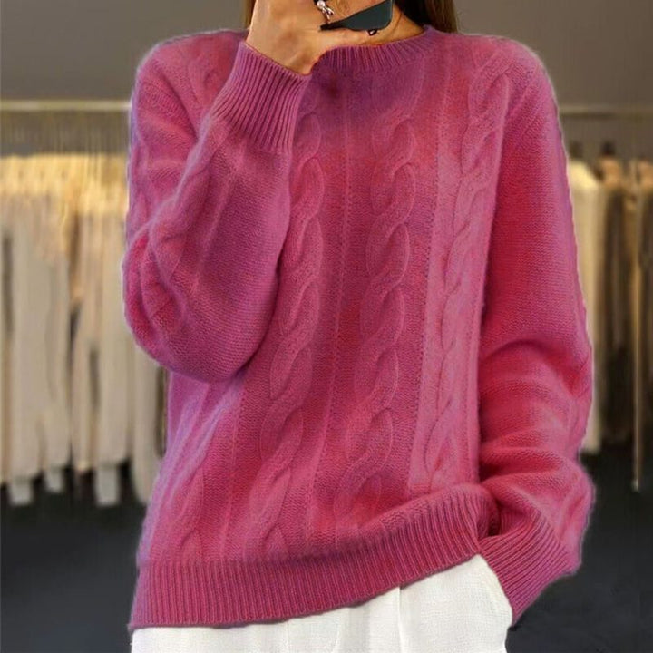 Rikki | Zopfstrickpullover mit Rundhalsausschnitt und lockerer Passform für Damen