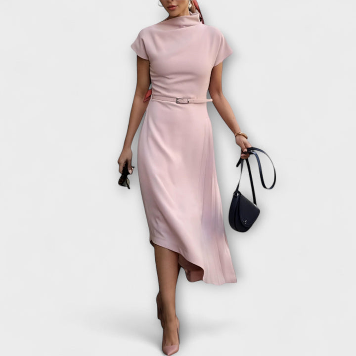 Amelia - Weisses asymmetrisches Urban-Kleid